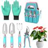 Generico Kit Di Attrezzi Da Giardinaggio | Guanti Da Giardinaggio Pala Rastrello Cesoie | Kit Giardino con Borsa Porta Attrezzi,Per Esterno Prato Cortile Patio Balcone Serra E Interno