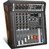jindaaudio - Mixer audio a 4 canali, mixer DJ, stereo incorporato 4 Ohm, 2 moduli amplificatori da 300 W e alimentazione phantom da 48 V, mixer audio con effetto Reverb-Delay 99 DSP FX per streaming