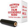 OWIJI Film Estensibile Imballaggio Nero Opaco 1 Rotolo Pellicola Protettiva Made In italy Cellophane 250 Metri Spedizioni Trasloco Multiuso Extra Resistente Peso Bobina 2,4 Kg 23 Micron