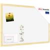 ALLboards Bacheca in sughero bianco cornice in legno 60×40 cm, Bacheca Sughero per Puntine Spille Memoboard