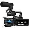 WAFOHSR Videocamera Da 64 MP Full 4K 60FPS For Streaming Live WIFI Webcam 18X Messa A Fuoco Automatica Vlog Recorder 4 Ruota Schermo Messa A Fuoco Accurata(32G SD Card,With Microphone)