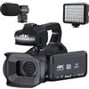 WAFOHSR 4 Ruota La Videocamera Vlog Con Touch Screen 4K UHD For Lo Streaming Live Webcam WIFI 64MP Fotocamere Digitali Messa A Fuoco Automatica Messa A Fuoco Accurata(64G SD Card,MIC And Fill Light)