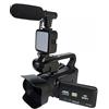 WAFOHSR Videocamera Da 64 MP Full 4K 60FPS For Streaming Live WIFI Webcam 18X Messa A Fuoco Automatica Vlog Recorder 4 Ruota Schermo Messa A Fuoco Accurata(16G SD Card,With Light MIC)