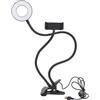 CAGUYLONA Anello luminoso per selfie con supporto per telefono, Anello luminoso a LED per streaming live, 5 V 48 LED 12 W Luminosità regolabile con 3 colori di illuminazione, Staffa a collo