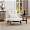 Kelodan Poltrona lounge moderna regolabile senza schienale in tessuto con poggiapiedi con cuscino lombare e gambe in legno