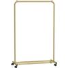 SONGMICS Appendiabiti, Struttura in Metallo, Portabiti Largo 91 cm, con Ripiano Portaoggetti e Rotelle, 2 Ruote con Freni, Portata della Barra Appendiabiti di 40 kg, Dorato HSR025A01