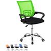 PALUPLUS Sedia da Ufficio Smart in Tessuto a Rete Traspirante, Misura 53x51x97 cm, Poltrona da Scrivania Girevole 360° con Ruote, Base in Acciaio e Altezza Regolabile, Portata 100Kg -10 (Verde)
