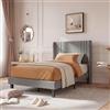 HFASD Letto imbottito 90 x 200 cm, letto matrimoniale con testiera imbottita, letto moderno 90 x 200 cm, telaio del letto con rete a doghe in legno e metallo, per camera da letto, camera degli ospiti