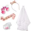 Annhao Addio Nubilato Decorazione, Sposa di Essere Bride to be Satin Sash Giarrettiera Sposa Cerchietto Tiara e Velo Sposa Matrimonio, Occhiali Rosa con Il Pettine per Hen Feste Notte, 5pcs