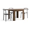 Mobili Fiver, Tavolo Quadrato Allungabile a libro Eldorado, 90x(180) x90 cm, Noce Canaletto, per 4-8 persone, Tavolo Cucina, Made in Italy