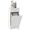 HOMCOM Mobile da bagno con cesto portabiancheria pieghevole, mobile contenitore con cassetto - 40L x 40L x 90,5H cm - bianco