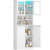 Hzuaneri Mobile Bagno con Luci LED, Mobiletto Bagno Salvaspazio, 4 Ante e 2 Vani Aperti, Ripiani Regolabili, Moderno, per Soggiorno e Ambiente, 28 x 60 x 170 cm, Bianco SC40003XEU