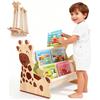Eirolace Libreria per bambini in legno a 2 ripiani, Libreria Montessoriana per Bambini, Scaffalatura Espositore da Cameretta, organizer per libri con maniglia, scaffale organizer per Cameretta e Stanza (03)