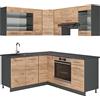 Vicco Cucina angolare completa Fame-Line, Rovere dorato/antracite, 190 x 46 cm senza piano di lavoro, adatto per l'espansione individuale con moduli aggiuntivi