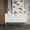 KecDuey Credenza, moderna cassettiera a 3 ante con ripiani regolabili, ante a forma di U e maniglie in metallo e base per sala da pranzo e cucina e corridoio (bianco)