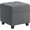 HOMCOM Poggiapiedi Soggiorno, ottomano, seduta imbottita imbottita imbottita in tessuto effetto lino, con tasca laterale, pouf soggiorno, struttura in legno, per camera da letto, ingresso, 35 x 35 x