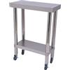 SUBKUDY Banco da lavoro per gastronomia, in acciaio inox, con ruote, per cucina, tavolo da pranzo (60 x 30 x 85 cm)