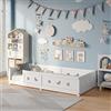 DADEA Montessori - Letto da pavimento per bambini, 140 x 200 cm, con protezione anticaduta, portata fino a 100 kg, letto singolo in legno di pino massiccio, letto da pavimento con rete a doghe, letto