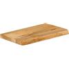 Keeushr Piano da tavolo in legno di mango massiccio con bordo naturale, 40 x 20 x 2,5 cm, piano di ricambio per struttura del tavolo, venature rustiche del legno, superficie facile da pulire