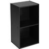 URBNLIVING URBN LIVING ® 1, 2, 3, 4 ripiani, in legno con Contenitore scaffale Libreria, Scaffale in legno, nero, 2 ripiani