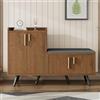 FOERPL Mobile Scarpiera con Seduta, Armadio Ingresso Scarpiera in Legno, 120 x 34 x 82 cm, E Colore Legno
