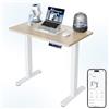 HUANUO Scrivania elettrica da 80 cm, con Smart App, controllo vocale, Wi-Fi, regolabile in altezza con 6 posizioni, promemoria seduta per postura e collo, scrivania in piedi, noce chiaro