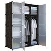 XOKOTAKI Armadio Componibile, Scaffale Modulare, Armadio Componibile Porta Abiti per Casa, Scaffale Portaoggetti per Camera da Letto, 12 Moduli, 2 Barre, 140x105 cm, Colore Nero