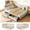 Poeahu Divano letto 140 x 200 con illuminazione a LED e presa USB, letto matrimoniale con 2 cassetti di stoccaggio, moderno letto a 2 posti con rete a doghe per soggiorno, camera da letto