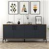 Dmora - Credenza Orionis, Buffet da soggiorno, Madia da salotto, Dispensa da cucina, 180x35h78 cm, Noce e Antracite