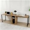 Dmora - Scrivania Caprioli, Scrittoio Multiuso, Tavolo per Ufficio Porta PC, Piano di Lavoro, 240x60 h74 cm, Pino e Nero