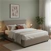 Talamo Italia - Letto matrimoniale Stella, Letto contenitore con rivestimento in tessuto, 100% Made in Italy, Apertura frontale, adatto per materasso Cm 160x200, Tortora