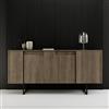 Dmora - Credenza Betel, Buffet da soggiorno, Madia da salotto, Dispensa da cucina, 160x35h80 cm, Noce e Nero