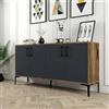 Dmora - Credenza Sestante, Buffet da soggiorno, Madia da salotto, Dispensa da cucina, 160x35h78 cm, Noce e Antracite