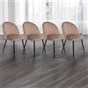 Dmora - Set di 4 sedie Stinson, Poltrona rivestita in velluto, Sedia da pranzo imbottita, Seduta per riunioni, 51x54h82 cm, Grigio tortora