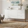Dmora - Credenza Florence, Buffet da soggiorno, Madia da salotto, Dispensa da cucina, 147x39 h82 cm, Bianco
