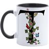 Paolo Chiari Tazza in Ceramica Personalizzata con Lettera, Motivo Floreale con Farfalle e Manico Nero, Made in Italy, 300 ml (K)