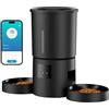 AONBOY Distributore Automatico Cibo Gatti 2 Ciotole: 5L Distributore Automatico Cibo Cane con Timer WiFi 2.4G per Crocchette - Design Doppia Ciotola per Famiglie con Più Gatti & Cani - Nero
