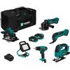 VONROC Set attrezzi a batteria VPower 20V. Include trapano, seghetto alternativo, lampada da lavoro LED, 1x batteria 2.0Ah, caricatore rapido e borsa (5 attrezzi 2x 4.0Ah)