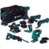 VONROC Set attrezzi a batteria VPower 20V. Include trapano, seghetto alternativo, lampada da lavoro LED, 1x batteria 2.0Ah, caricatore rapido e borsa (7 attrezzi 4x 2.0Ah)