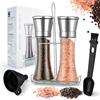 TEGOVE Set Macina Sale e Pepe,Macinapepe Manuale,Saliera e Pepiera con Frantoio Manuale in Ceramica Regolabile Smerigliatrice Corpo in Vetro Bottiglia di Spezie Trita Pepper Grinder per Spezie in Pepe Nero