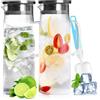 ROTKUSZ 2PCS 1,5L Caraffa in Vetro Borosilicato Con Coperchio, Brocca d'Acqua Con Spazzola per Tè Ghiacciato, Acqua Calda Fredda, Succo