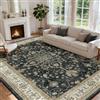 INOVADAY Tappeto 240x300 cm Lavabile in Lavatrice Vintage Antiscivolo Nero/Beige