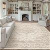 PureCozy Vintage Tappeto Salotto 300x400cm Camera da Letto Antiscivolo Lavabile Grande Tappeti Sala Soggiorno Cameretta Ufficio Carpet Morbido Pelo Corto Rug,Beige