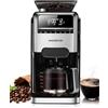 Aigostar Macchina Caffe con Macinacaffe Incorporato, 1400W Macchina Caffè Automatica, 7 Macinature Macchina Caffe Americano, 3 Intensità, 1,5L (2-12 Tazze), Programmabile 24h, Mantieni Caldo, Nero