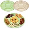 BINYI Piatto da spuntino, ciotola per snack, rotondo con scomparti, 2 ciotole per snack, set di piatti per porzione, 5 scomparti, piatti per frutta, snack
