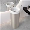 neoro n50 lavabo da appoggio in marmo con colonna di design profilata Ø 40 A: 90 cm, BN0832CW+BN0835BS, n50 bianco marmorizzato [Lavabi > Lavabi a Pavimento]