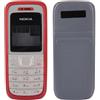 MUDASANQI Parti di ricambio copertura completa compatibile con Nokia 1200/1208 / 1209 copertura anteriore + lunetta centrale + coperchio posteriore batteria (rosso)