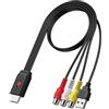 Neoteck Convertitore da RCA a HDMI, 20 cm, cavo AV a HDMI, supporta la conversione di aspetto 16:9/4:3 per console di gioco Plug and Play ampiamente utilizzato in ingresso Wii/PS2/N64-femmina