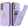 SailorTech per Samsung Galaxy A14 5G Custodia con portacarte, Galaxy A14 5G Custodia telefonica ad anello con supporto per carta di credito Custodia per Samsung A14 5G-Viola