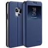 doupi Deluxe Finestra FlipCase per Samsung Galaxy S9, Protezione Custodia Ultra Slim Magnete Flip Cover Protettiva Book Style Etui Stare in Piedi, Blu Scuro